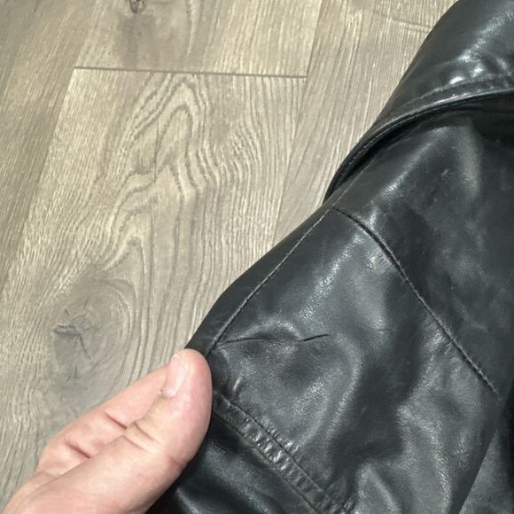 GAP Black Leather Jacket Womens Small Motorcycle Full Zip Y2K Vintage 2001 - Picture 9 of 9